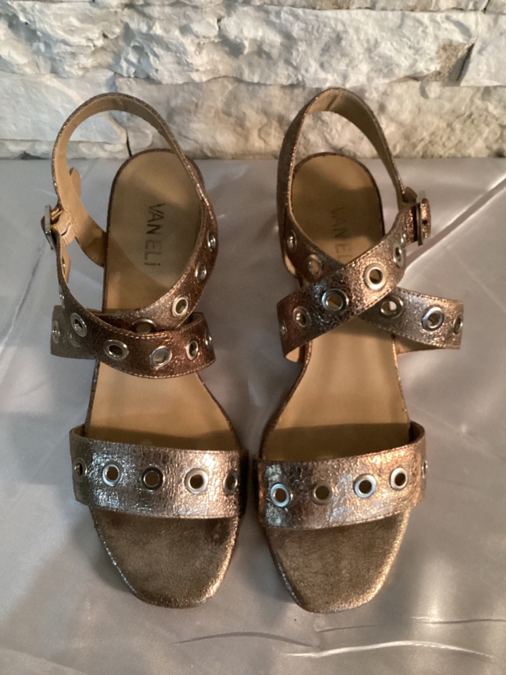 VANELi "Cris" metallic block heel sandals